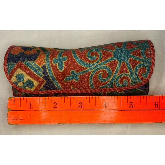 Eyeglass Case For Women Hard Case Sunglasses Fabric Covered Paisley Multicolored - Picture 7 of 8